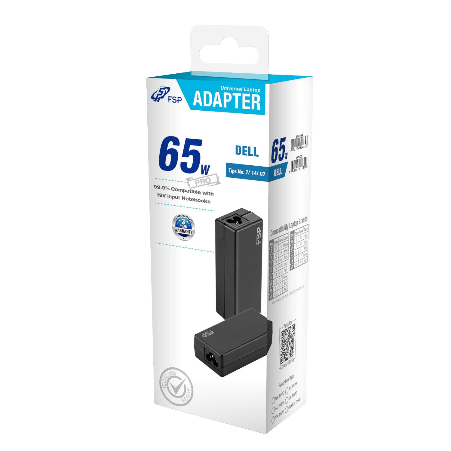 FSP PRO 65W Universal Laptop Adapter – Dell