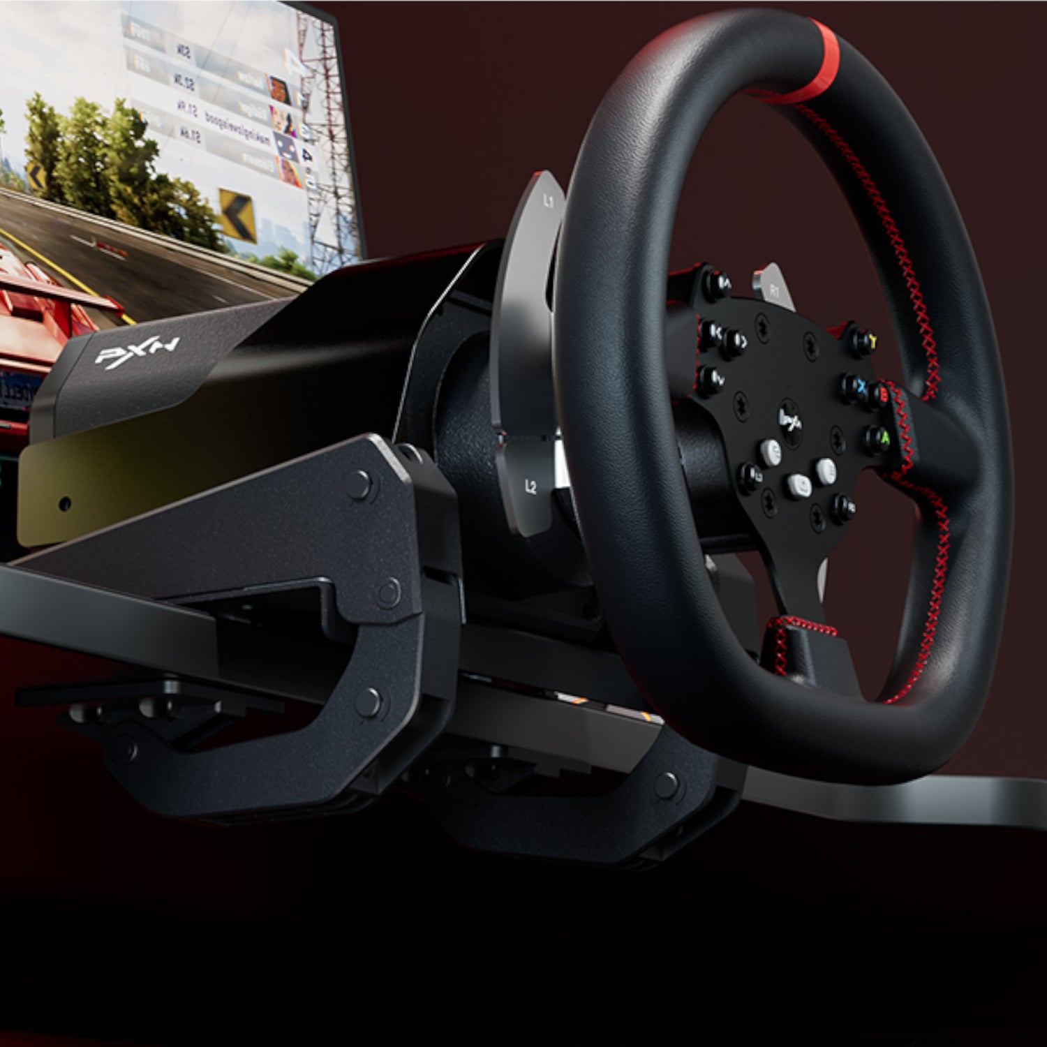 PXN V10 Ultra 270/900° 3.2nm Direct Drive USB Steering Wheel with Hall Effect Dual Pedals